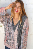 Vertical Boho Print Jacquard French Terry Hoodie (dropship)