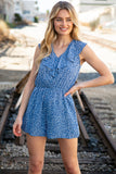 Animal Print Ruffle V Neck Pocketed Romper (dropship)