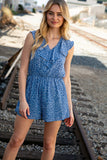 Animal Print Ruffle V Neck Pocketed Romper (dropship)
