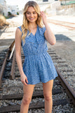 Animal Print Ruffle V Neck Pocketed Romper (dropship)