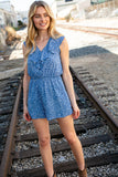 Animal Print Ruffle V Neck Pocketed Romper (dropship)