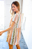 Multicolor Vertical Stripe Paisley Print Flare Pocketed Dress (dropship)