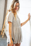 Beige Two Tone Jacquard Stripe Merrow Kint Top (dropship)