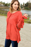 Sunset Viscose Crepe Raglan Babydoll Woven Top (dropship)