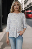 Floral Round Neck Peplum Blouse