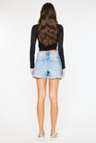 Kancan High Waist Frayed Denim Shorts