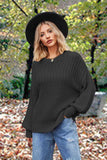 Round Neck Lantern Sleeve Sweater