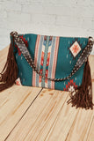 Weekender Sapphire Aztec Tweed Tassel Strap Tote (dropship)