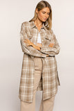 Plaid Button-Up Longline Shacket with Breast Pockets