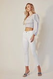 HIGH RISE ANKLE SKINNY WHITE JEANS-KC8604WT