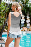 Striped Openwork V-Neck Knit Tank