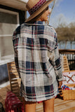 Raw Edge Plaid Print Shirt