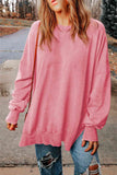 Dropped Shoulder Round Neck Long Sleeve Blouse