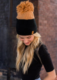 Colorblock Knit Beanie - Camel