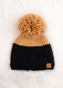 Colorblock Knit Beanie - Camel