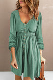 Casual Buttons Up Ruched Waist Short Dress