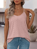 Eyelet Scoop Neck Spaghetti Strap Cami