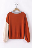 Contrast Round Neck Dropped Shoulder Sweater