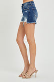 RISEN Full Size High Rise Distressed Denim Shorts