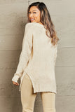 Heimish By The Fire Full Size Draped Detail Knit Sweater