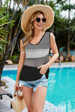 Striped Openwork V-Neck Knit Tank