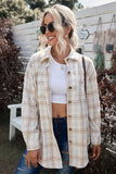 Plaid Curved Hem Dropped Shoulder Longline Shirt Jacket