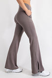 V WAIST FLARED YOGA PANTS WITH POCKETS