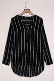 Striped Notched Long Sleeve Shirt