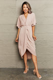 Surplice Neck Tulip Hem Dress