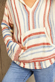 Striped Hooded Sweater with Kangaroo Pocket