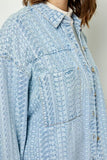 Veveret Button Up Dropped Shoulder Denim Top