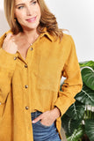 HEYSON Full Size Oversized Corduroy  Button-Down Tunic Shirt with Bust Pocket