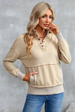 Half Snap Drop Shoulder Long Sleeve Sweatshirt