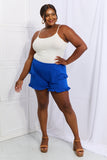 Culture Code Relaxed Aura Full Size Ruffle Trim Shorts in Royal