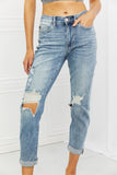 Judy Blue Malia Full Size Mid Rise Boyfriend Jeans