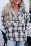 Plaid Long Sleeve Buttoned Hoodie