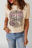 ROCK ROLL Graphic Cuffed Short Sleeve Tee