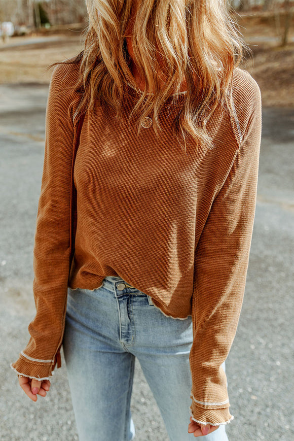 Long Raglan Sleeve Round Neck Top