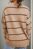 Striped Round Neck Dropped Shoulder Sweater