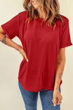 Round Neck Cuffed Short Sleeve Tee