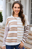 Striped Round Neck Dropped Shoulder Sweater