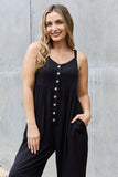 HEYSON All Day Full Size Wide Leg Button Down Jumpsuit in Black