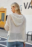 Openwork Slit Hooded Top