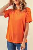 Round Neck Cuffed Short Sleeve Tee