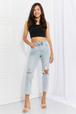 VERVET Stand Out Full Size Distressed Cropped Jeans