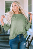 Round Neck Three-Quarter Sleeve Top