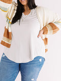 Plus Size Color Block Long Sleeve Cardigan