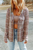 Plaid Long Sleeve Hooded Jacket