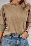 Round Neck Three-Quarter Sleeve Top