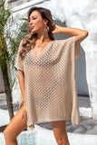 Openwork Slit Scoop Neck Cover Up